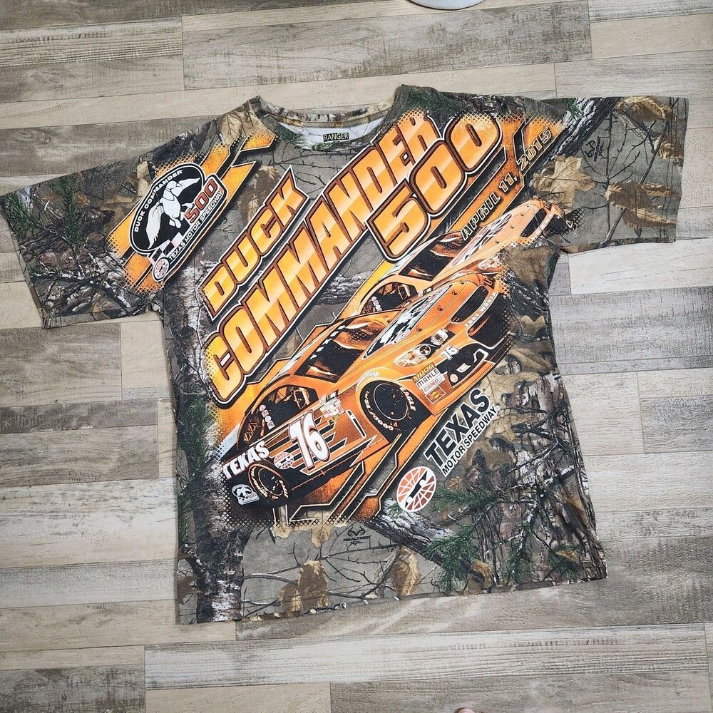 NASCAR Texas Motor Speedway AOP T Shirt XL Realtree Camo Duck Commander 2015